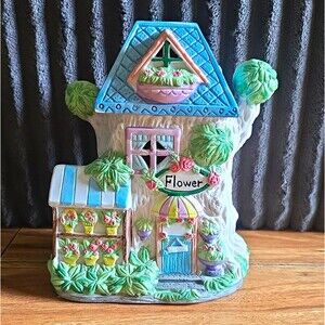 Easter Jubilee Porcelain Multicolor Easter Bunny House Figurine w/ Box